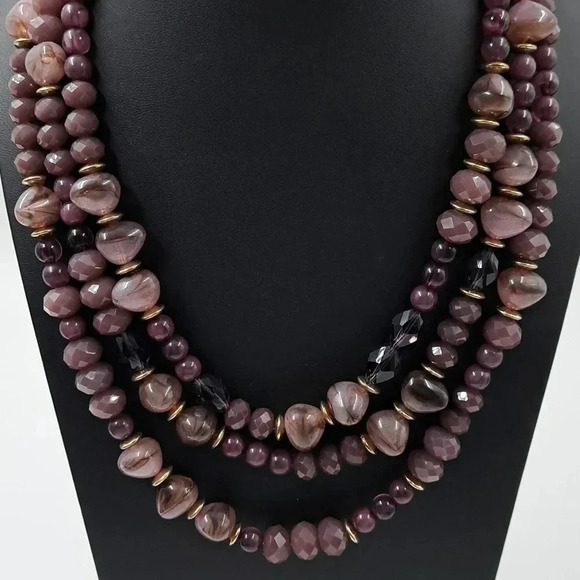 Charming Charlie | 2Piece Set | Multi Strand Necklace & Earrings | Purple - Picture 3 of 6